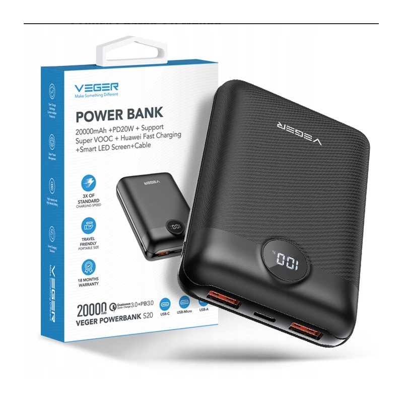 Veger S20 Power Bank 20000mAh 20W
