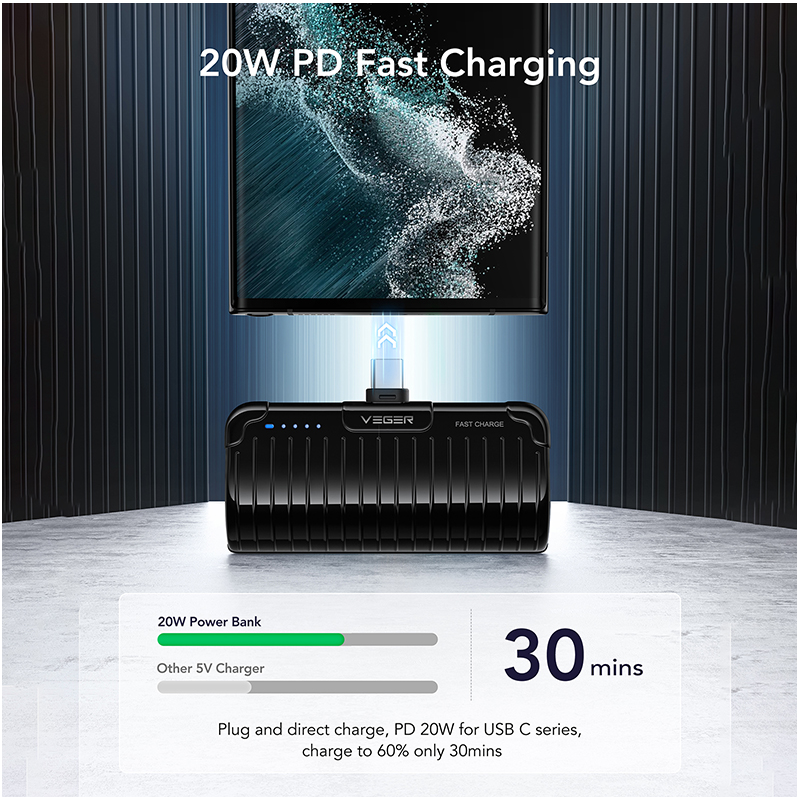 Veger W0558 Power Bank 5000mAh 20W με Θύρα...