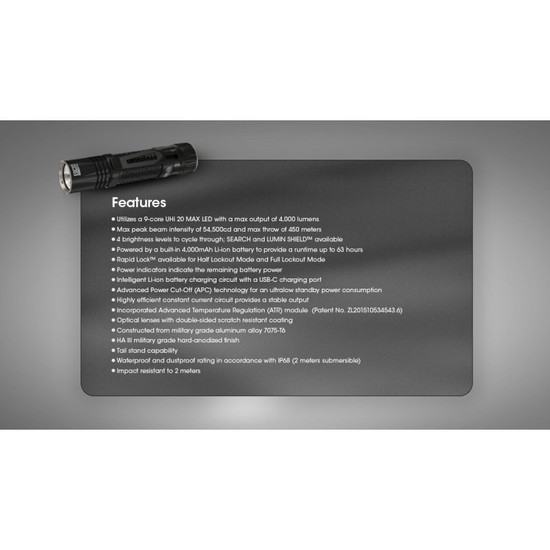 ΦΑΚΟΣ LED NITECORE EDC33, 4000Lumens, UHi LED