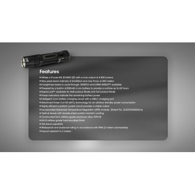 ΦΑΚΟΣ LED NITECORE EDC33, 4000Lumens, UHi LED