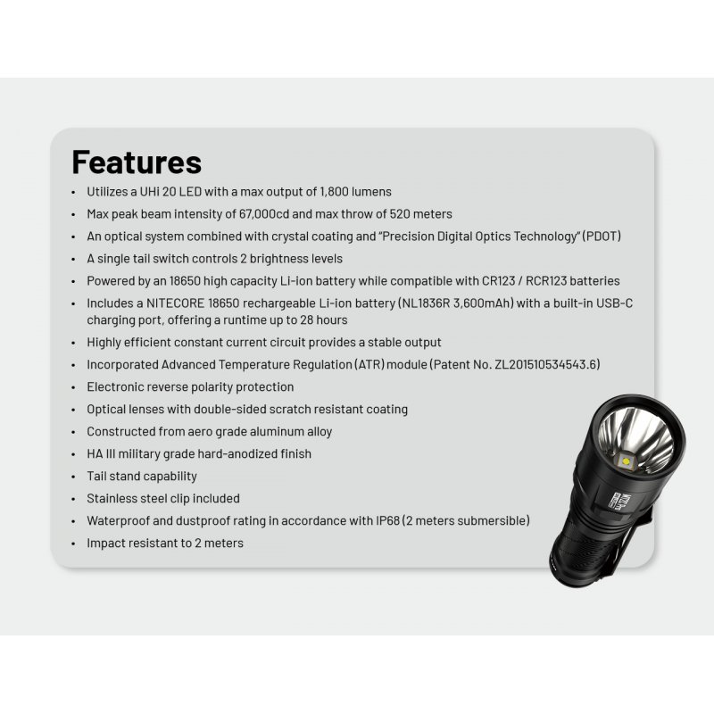 ΦΑΚΟΣ LED NITECORE MULTI TASK MT2C PRO