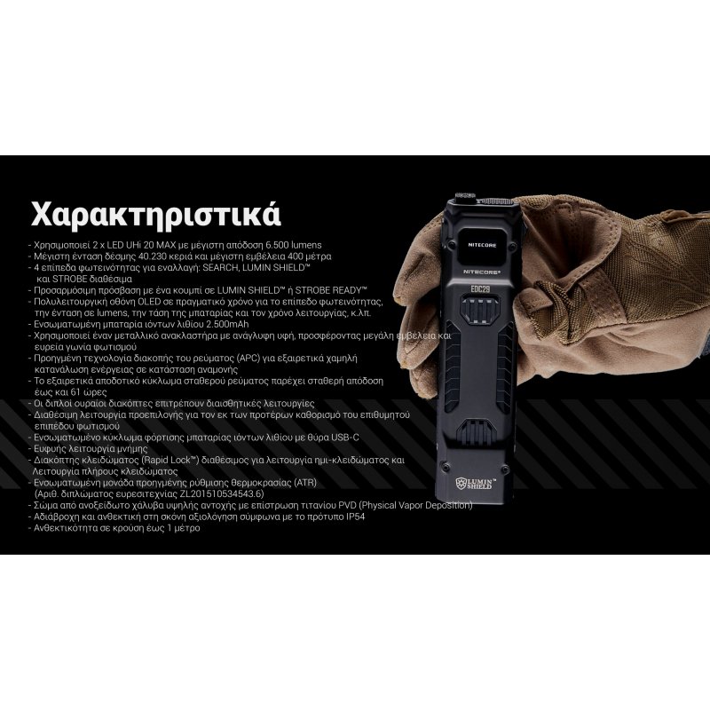ΦΑΚΟΣ LED NITECORE EDC29 UHi, 6500Lumens