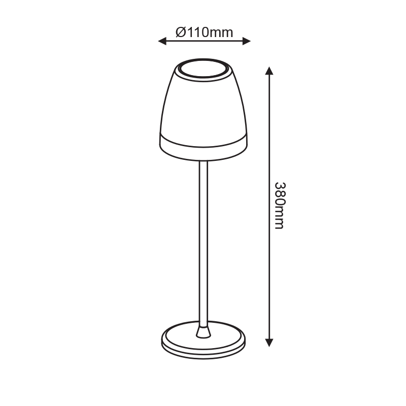 ^LED SMD TABLE BATTERY LUMINAIRE 2W 150LM 38°...