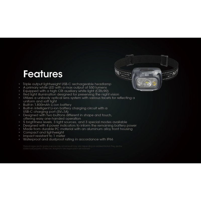 ΦΑΚΟΣ LED NITECORE HEADLAMP NU21, Black