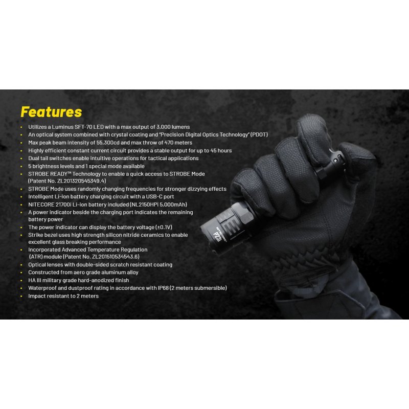 ΦΑΚΟΣ LED NITECORE PRECISE P23i, Tactical,...